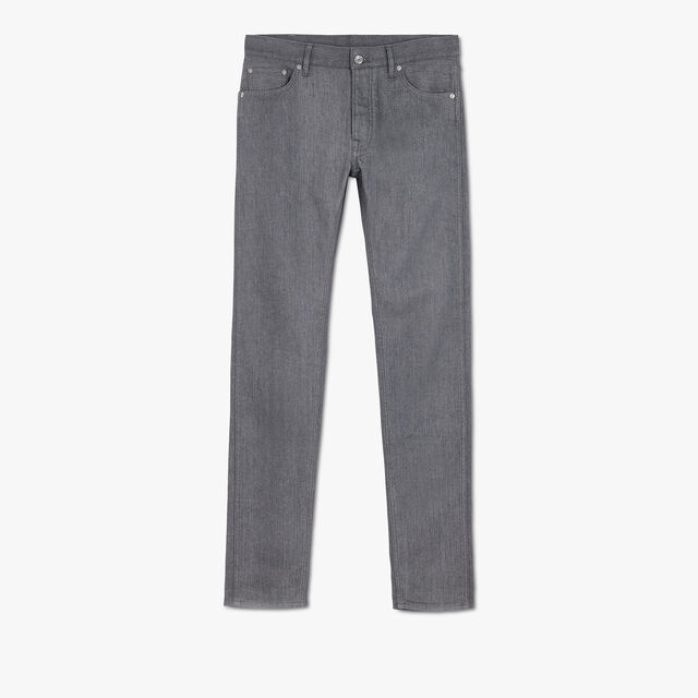 Denim Trousers With Scritto, SLATE GREY, hi-res 1