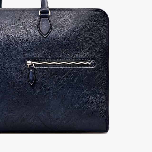 Overnight Scritto Leather Travel Bag, INDIGO DENIM, hi-res 5