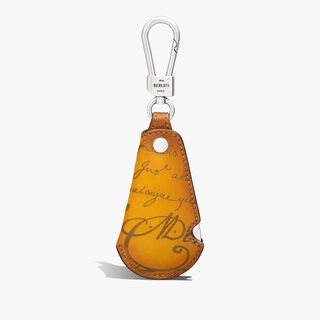 Rotative Shoehorn Scritto Leather Key Ring, MIMOSA, hi-res