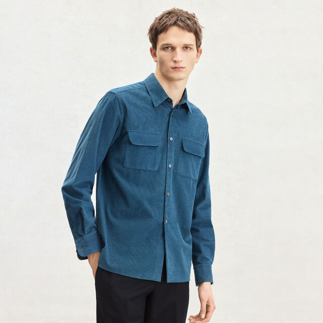 Corduroy Casual Shirt, NILE BLUE, hi-res 2