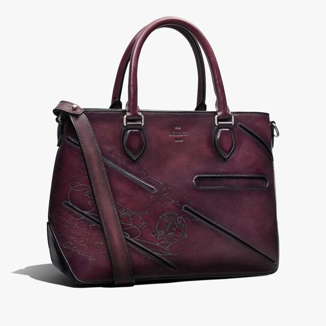 Toujours XS Scritto Leather Tote Bag, GRAPES, hi-res 2