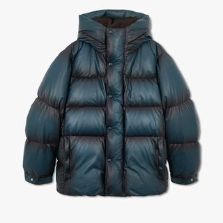 Patina Leather Down Jacket, DARK GREYISH BLUE, hi-res