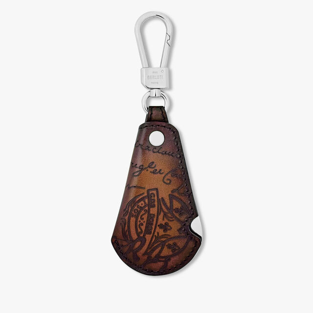 Rotative Shoehorn Scritto Leather Key Ring, CACAO INTENSO, hi-res 1