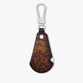 Rotative Shoehorn Scritto Leather Key Ring, CACAO INTENSO, hi-res