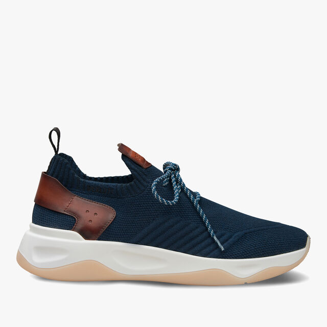 Shadow Cashmere And Leather Sneaker, NAVY, hi-res 1