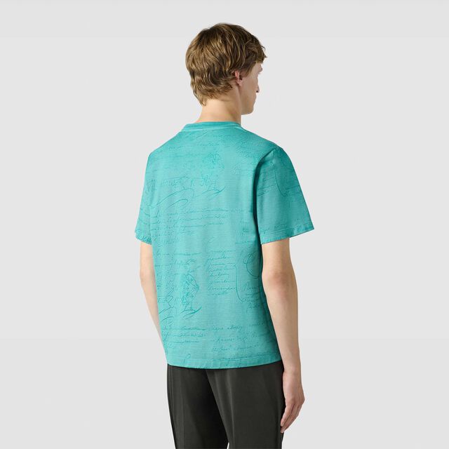 스크리토 피케 T-셔츠, AQUA GREEN, hi-res 3