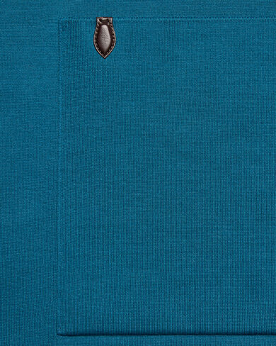 Double Face Knitted Jacket with Leather Detail, Nile Blue, hi-res