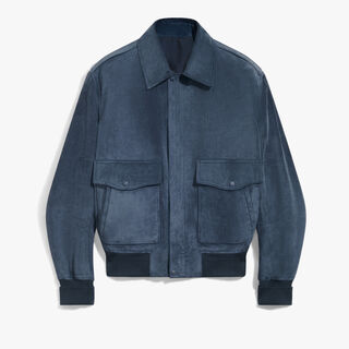 Suede Flight Jacket, DIM BLUE, hi-res