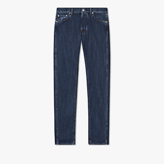 Denim Trousers With Scritto, MIDDLE BLUE, hi-res