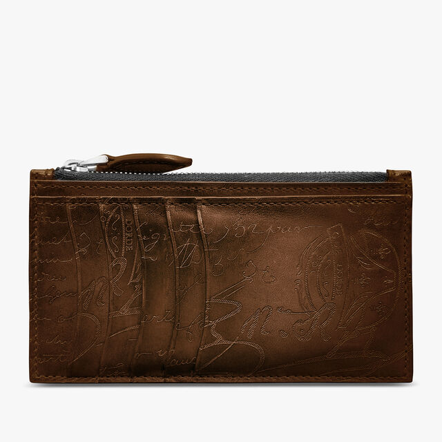 Koa Maxi Scritto Leather Long Zipped Card Holder, CACAO INTENSO, hi-res 1