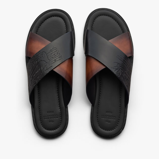 Sifnos Scritto Leather Sandal, CACAO INTENSO, hi-res 2