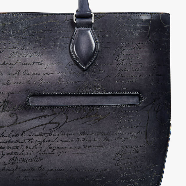 Toujours Mini Scritto Leather Tote Bag, LIGHT ALUMINIO, hi-res 5