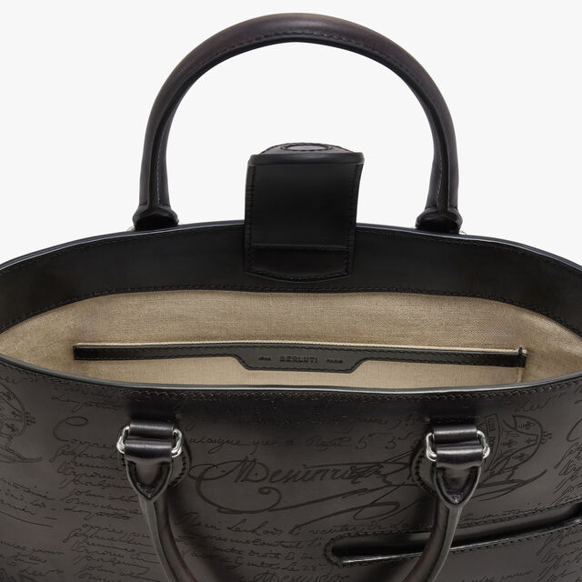 Toujours Xs Scritto Leather Tote Bag, NERO GRIGIO, hi-res 10