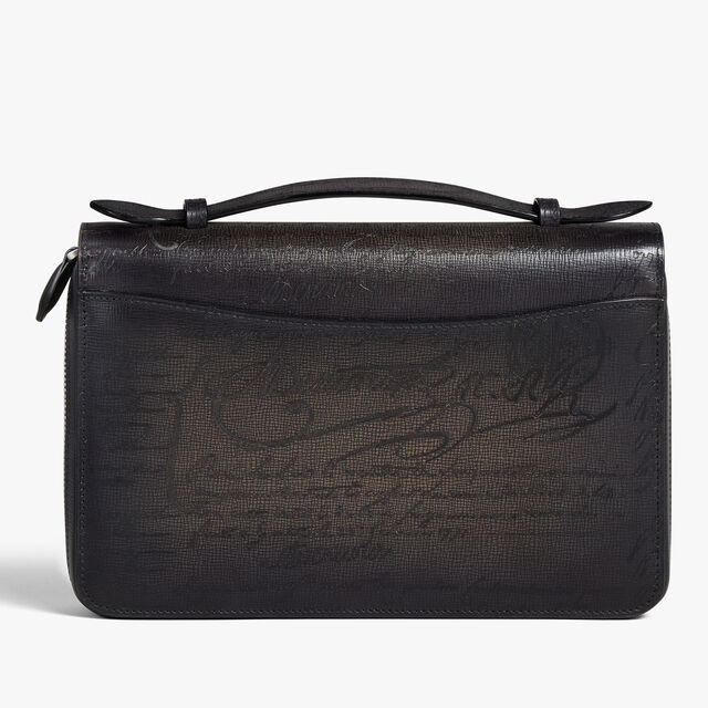 Itauba Wide Gradiant Zipped Pouch In Scritto Leather, GREY FLANEL, hi-res 2
