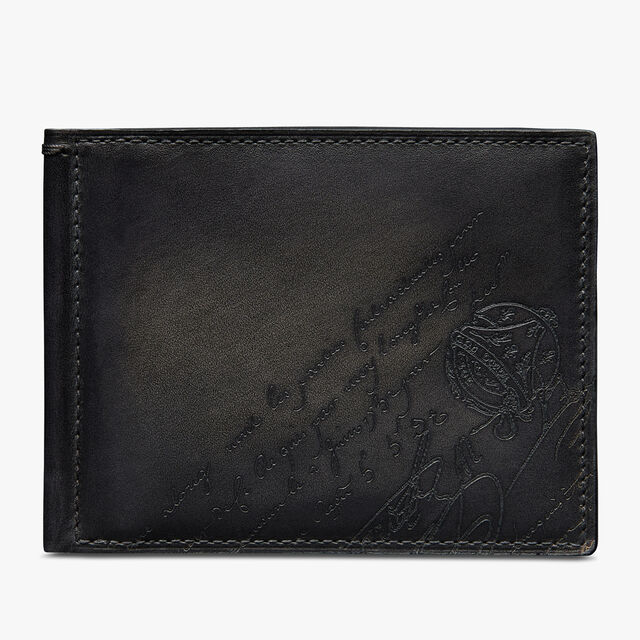 Figure Scritto Leather Wallet, NERO GRIGIO, hi-res 1