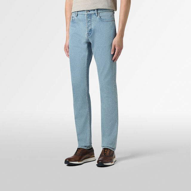 Slim Fit Denim Trousers, LIGHT BLUE, hi-res 2
