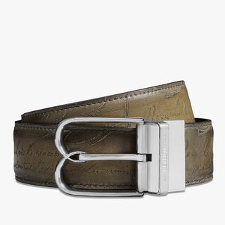 B Volute Scritto Leather 35 mm Reversible Belt, MARRONE INTENSO + APPENNINI, hi-res