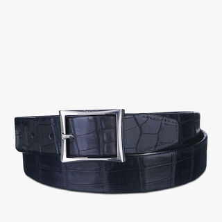 Classic Alligator leather 35mm Belt, NERO, hi-res