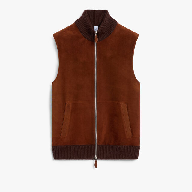Suede & Cashmere Bodywarmer, CHESTNUT, hi-res 1