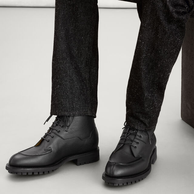 New Oslo Grained Calf Leather Boot , BLACK, hi-res 2