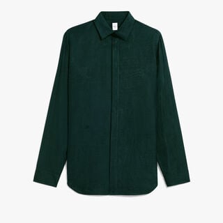 Andy Cotton Silk Scritto Shirt, FIR GREEN, hi-res