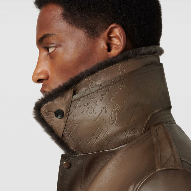 Patina Flight Jacket with Shearling Collar, DEEP SEPIA, hi-res 6