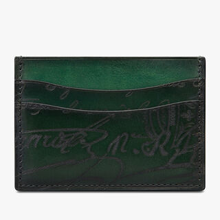 Bambou Scritto Leather Card Holder, BEETLE GREEN, hi-res