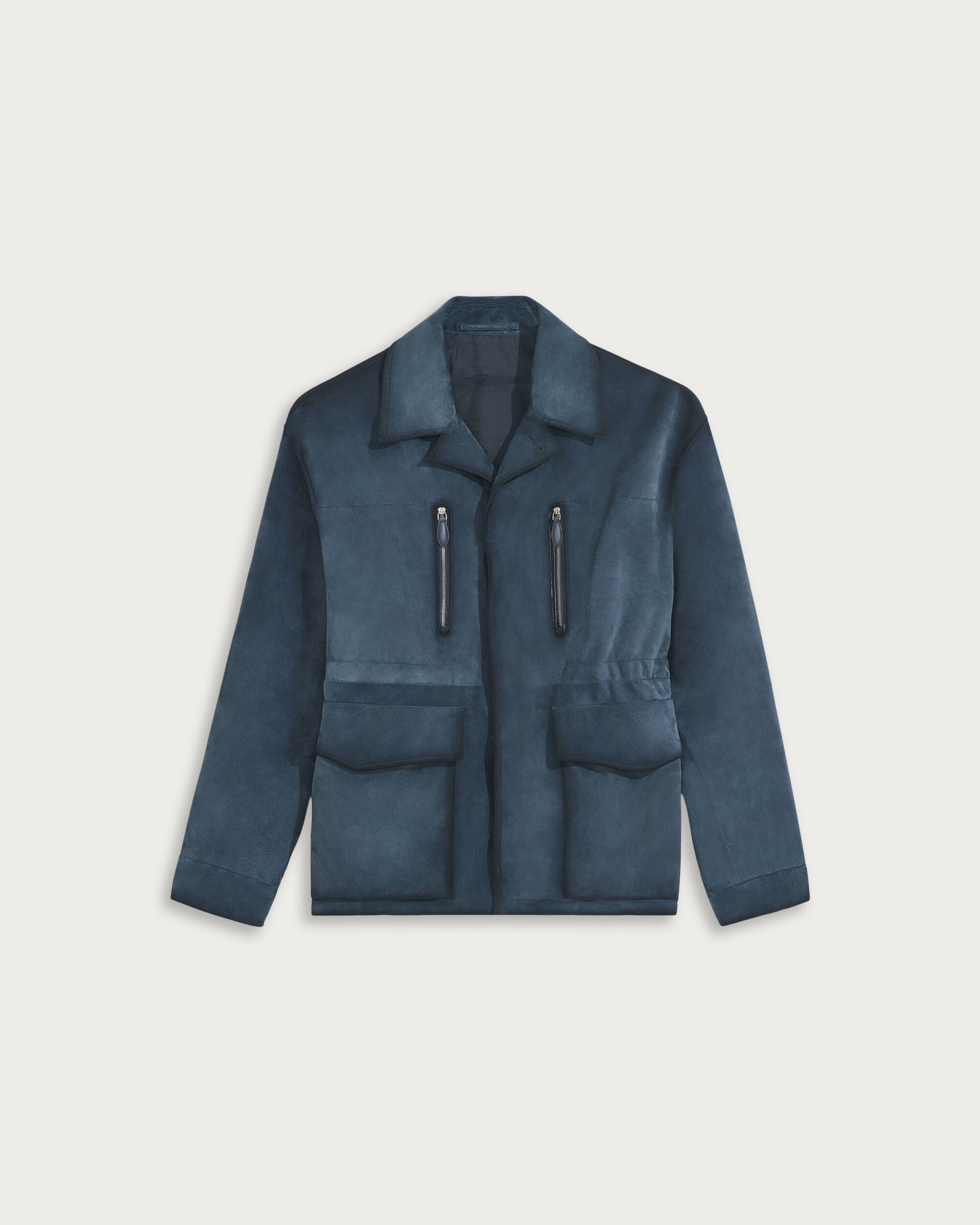 Leather Patina Travel Jacket, Dim Blue, hi-res