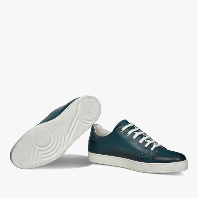 Sneaker Playtime En Cuir Scritto, STEEL BLUE, hi-res 4