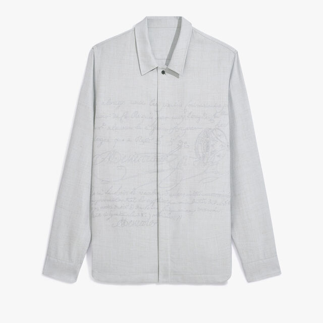 Embroidered Scritto Overshirt, SPRING BLUE , hi-res 1