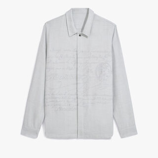 Embroidered Scritto Overshirt, SPRING BLUE , hi-res