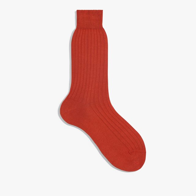 Cotton Ribbed Socks, ORANGE RUST, hi-res 1