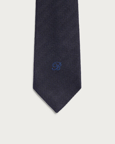 B-Thabor Embroidery Herringbone Tie, Cold Night Blue, hi-res