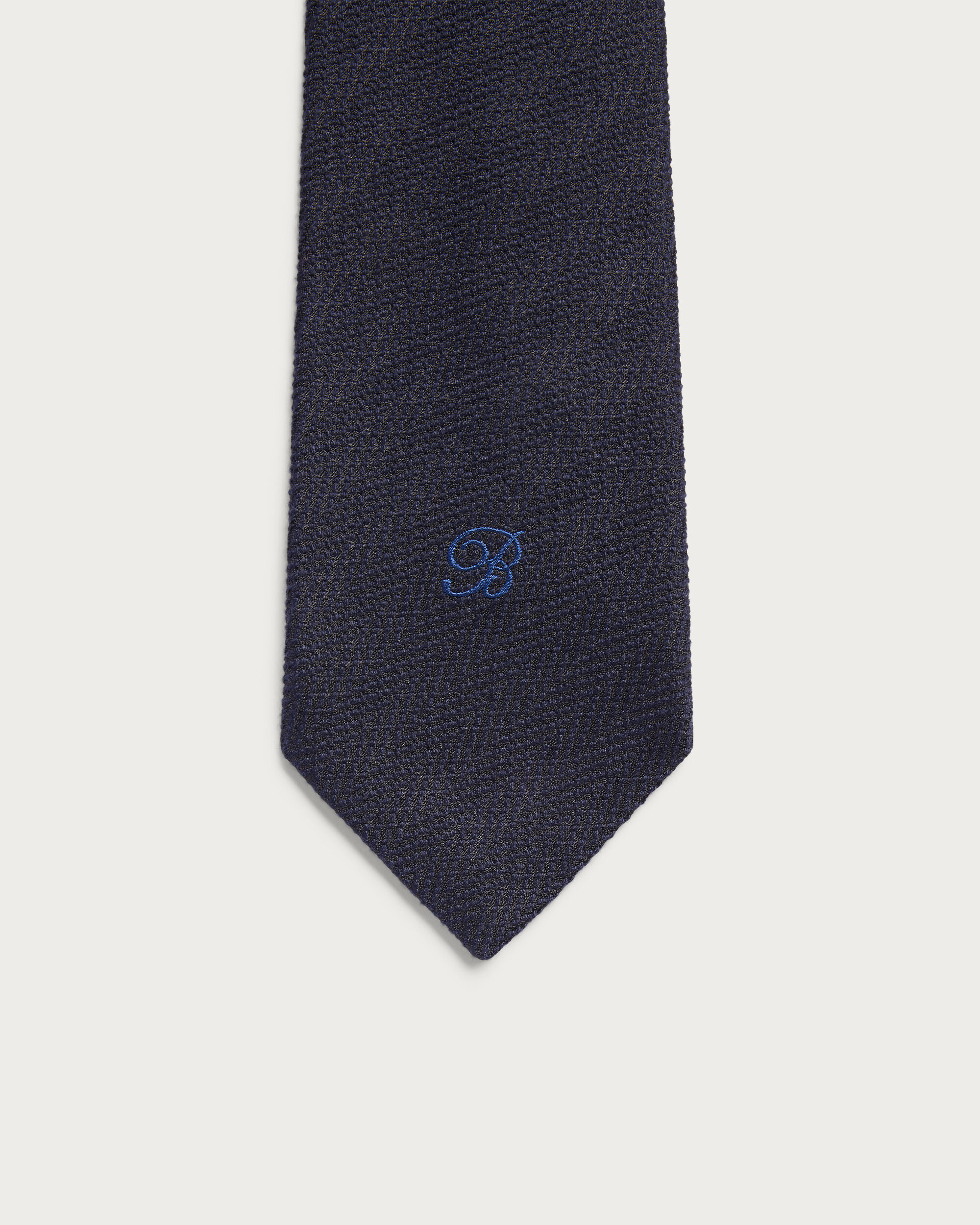 B-Thabor Embroidery Herringbone Tie, Cold Night Blue, hi-res