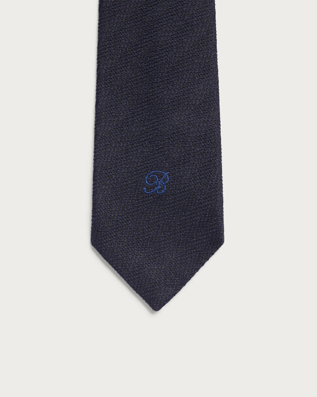 B-Thabor Embroidery Herringbone Tie, Cold Night Blue, hi-res