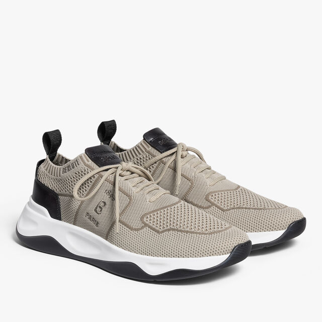 Shadow Knit And Leather Sneaker, SAND, hi-res 4