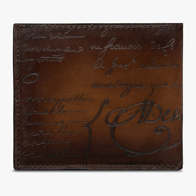 Makore Scritto Leather Compact Wallet, CACAO INTENSO, hi-res 2
