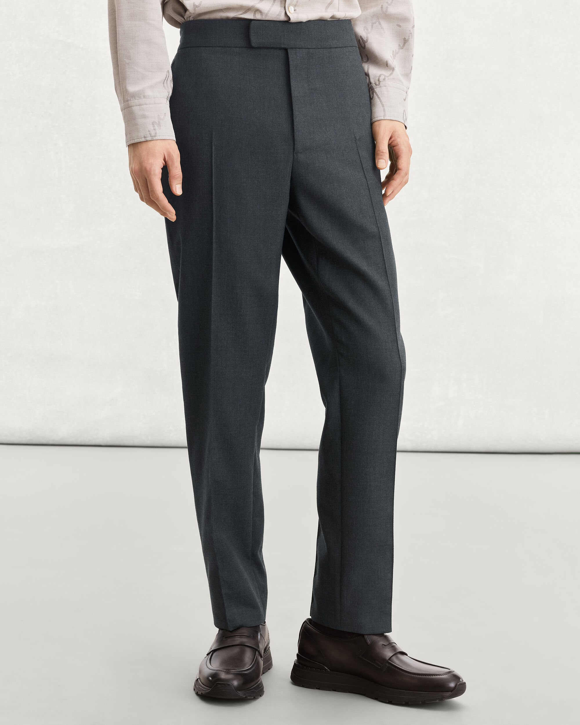 Alessio Trousers with Leather Zip-puller, Dark Lead & Mysterious Grey, hi-res