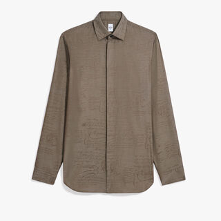 Andy Cotton Silk Scritto Shirt, SEPIA    , hi-res