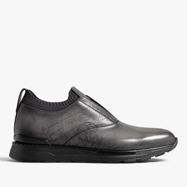 Fast Track Scritto Leather And Knit Slip-On Sneaker, GRAPHITE MOSS, hi-res 1