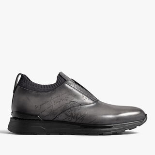 Fast Track Scritto Leather And Knit Slip-On Sneaker, GRAPHITE MOSS, hi-res