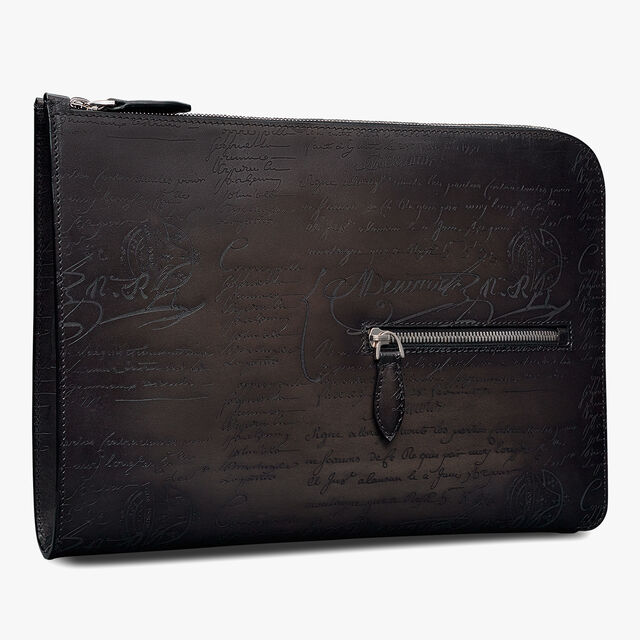 Pochette Nino Tgm En Cuir Scritto, NERO GRIGIO, hi-res 2