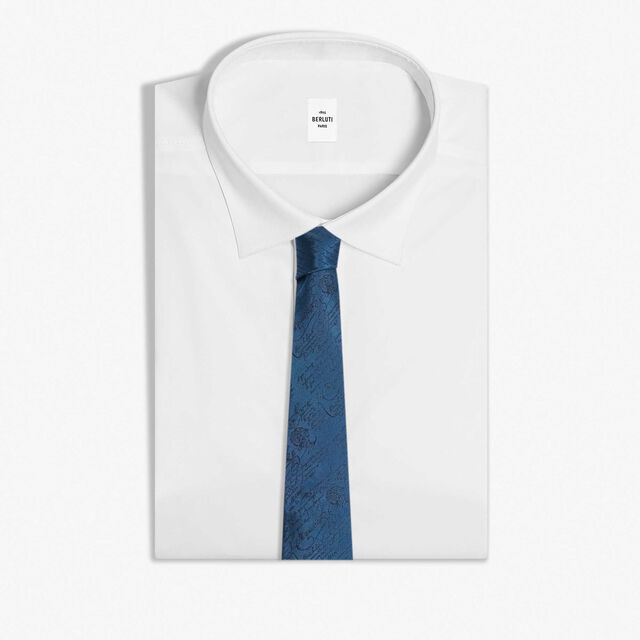 Scritto图纹领带, DEEP EMRALD BLUE, hi-res 2