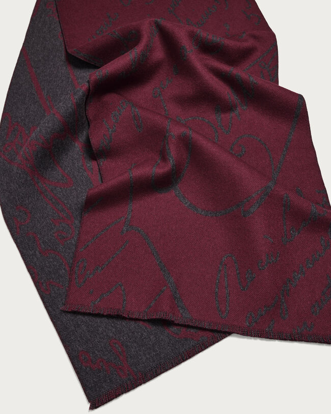 Scritto Pattern Scarf, Nero Bordo, hi-res