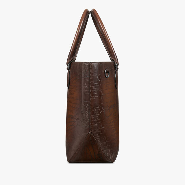 Toujours Scritto Leather Tote Bag, CACAO INTENSO, hi-res 4