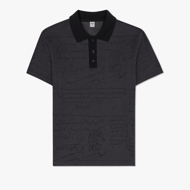 All Over Scritto Jacquard Polo, DUSTY BLUE, hi-res 1