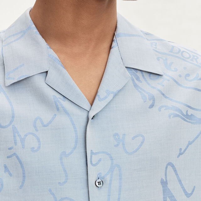 Scritto Jacquard Short-Sleeves shirt, MIDDLE BLUE, hi-res 5
