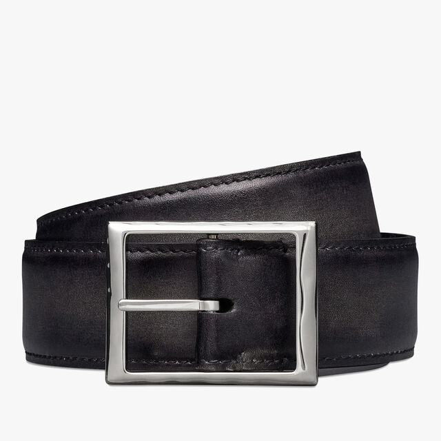 Classic Scritto Leather 35MM Reversible Belt, NERO GRIGIO + LIGHT ALUMINIO, hi-res 1
