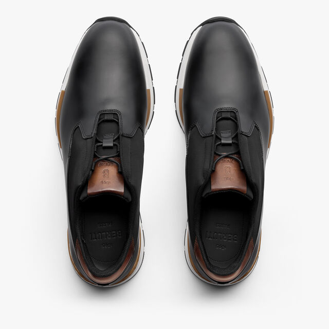 Fast Track Glazed Calf Leather Sneaker, NERO, hi-res 3