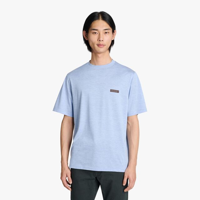 皮革标签T恤衫, SKY BLUE, hi-res 2